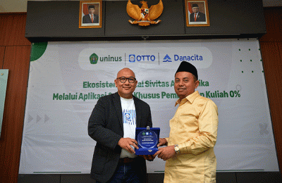 Kerja sama pengembangan layanan digitalisasi keuangan di lingkungan Kampus UNINUS, Bandung, Jawa Barat, Selasa (31/1/2023).