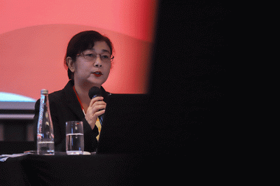 Ministry of Hotels and Tourism of Myanmar, Khaing Mee Mee Htun memberikan pemaparan saat NTO's Media Briefing dalam ASEAN Tourism Forum (ATF) 2023.