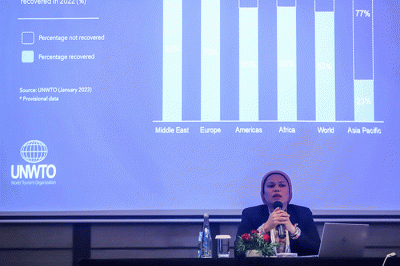 Deputy Director Tourism Malaysia Jakarta, Haryanty Abu Bakar memberikan pemaparan saat NTO's Media Briefing dalam ASEAN Tourism Forum (ATF) 2023.