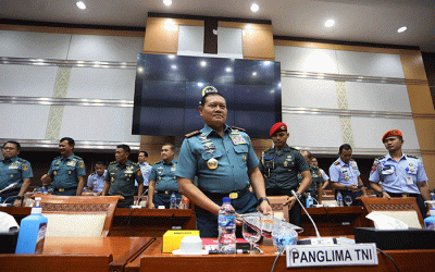 Panglima TNI Laksamana TNI Yudo Margono saat mengikuti rapat kerja bersama Komisi I DPR di Kompleks Parlemen, Senayan, Jakarta, Kamis (2/2/2023).