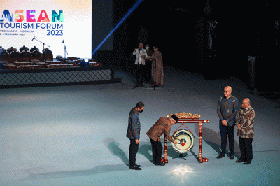Opening Ceremony ASEAN Tourism Forum (ATF) 2023 di Candi Prambanan, D.I Yogyakarta, Jumat (3/2/2023) malam.