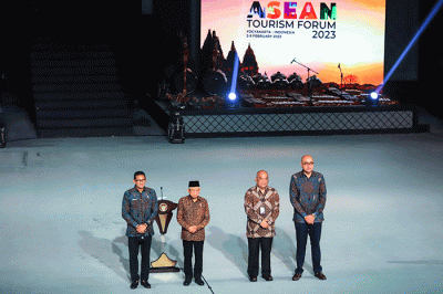Opening Ceremony ASEAN Tourism Forum (ATF) 2023 di Candi Prambanan, D.I Yogyakarta, Jumat (3/2/2023) malam.