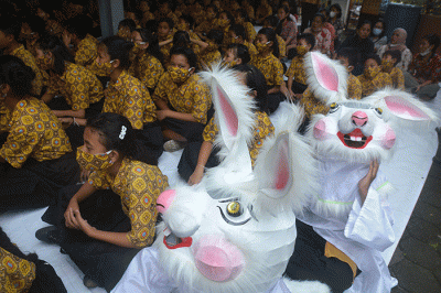 Perayaan Cap Go Meh di Aula Sekolah Kuncup Melati Semarang berlangsung semarak, Senin (6/2/2023).