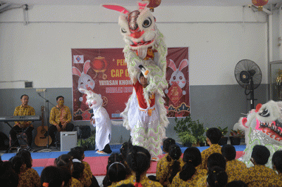 Perayaan Cap Go Meh di Aula Sekolah Kuncup Melati Semarang berlangsung semarak, Senin (6/2/2023).