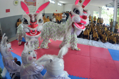 Perayaan Cap Go Meh di Aula Sekolah Kuncup Melati Semarang berlangsung semarak, Senin (6/2/2023).