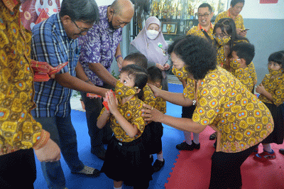 Perayaan Cap Go Meh di Aula Sekolah Kuncup Melati Semarang berlangsung semarak, Senin (6/2/2023).