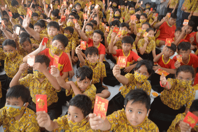 Perayaan Cap Go Meh di Aula Sekolah Kuncup Melati Semarang berlangsung semarak, Senin (6/2/2023).
