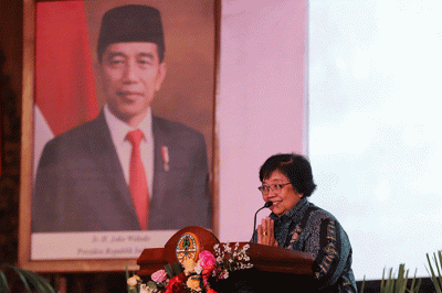 Peluncuran Sistem Informasi Dokumen Lingkungan Hidup Amdalnet di Kantor Kementerian Lingkungan Hidup dan Kehutan (KLHK), Jakarta, Selasa (7/2/2023).