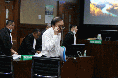 Terdakwa pemilik PT Duta Palma Group, Surya Darmadi menjalani Sidang tuntutan di Pengadilan Tindak Pidana Korupsi (Tipikor) Jakarta, Senin (6/2/2023).