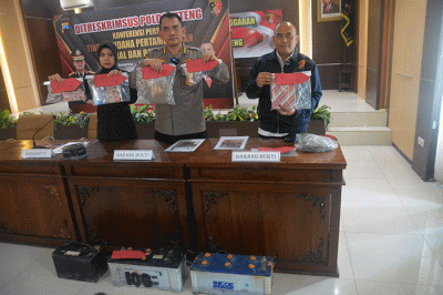 Jumpa pers tambang ilegal di Markas Dit Reskrimsus Polda Jateng, Rabu (8/2/2023).