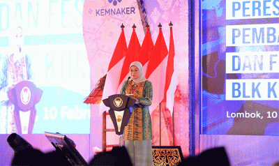 Peresmian BLK Komunitas Program Pembangunan Tahun 2022 dan Festival Kemandirian BLK Komunitas, di Yayasan Ponpes Manhalul Ma`arif Darek, Lombok Tengah.