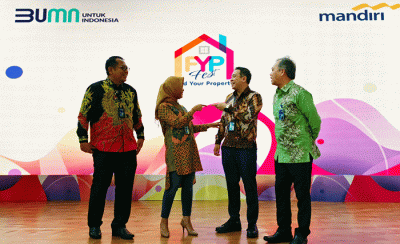 Pembukaan pameran bertajuk Find Your Property (FYP) Fest 2023 by by Bank Mandiri di Menara Mandiri, Jakarta, Senin (13/2/2023).
