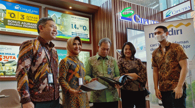 Pembukaan pameran bertajuk Find Your Property (FYP) Fest 2023 by by Bank Mandiri di Menara Mandiri, Jakarta, Senin (13/2/2023).