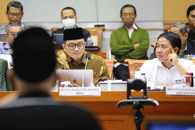 RDP terkait Biaya Haji Tahun 2023 di Gedung Parlemen, Senayan, Jakarta, Selasa (14/2/2023).