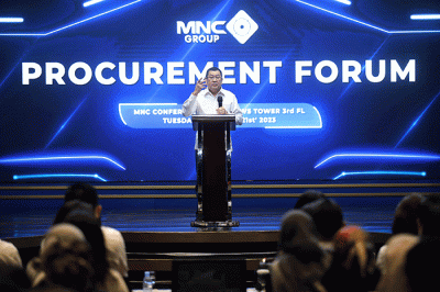Executive Chairman MNC Group Hary Tanoesoedibjo memberikan arahan di acara Procurement Forum yang digelar di MNC Conference Hall, iNews Tower.