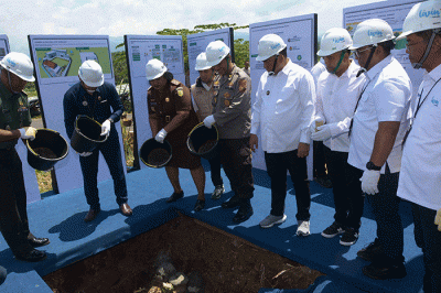 Groundbreaking pembangunan Pengolahan Beras Terpadu di Jembrana, Bali, Rabu (22/2/2023).