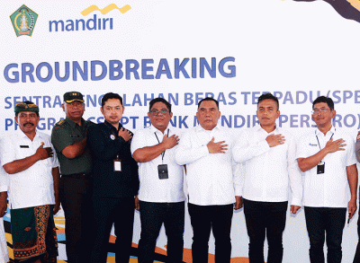 Groundbreaking pembangunan Pengolahan Beras Terpadu di Jembrana, Bali, Rabu (22/2/2023).