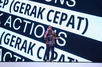 (Menparekraf Sandiaga Uno memberikan sambutan saat Opening Ceremony Indonesia Fashion Week (IFW) 2023 di Jakarta Convention Center, Jakarta, Rabu (22/2/2023).