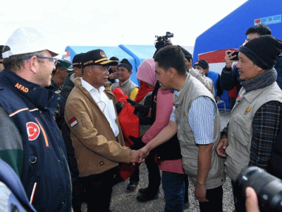 Delegasi Pemerintah Republik Indonesia yang dipimpin oleh Menko PMK, Muhadjir Effendy, mengunjungi rumah sakit lapangan tim medis darurat Indonesia.