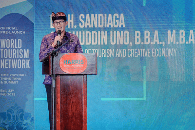 Menparekraf Sandiaga Salahuddin Uno saat menghadir acara 