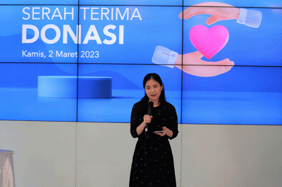 Pemberian bantuan kepada Planet Kreatif Disabilitas di MNC Financial Center, Kebon Sirih Jakarta, Kamis (2/3/2023).