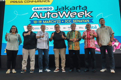 Konferensi pers Gaikindo Jakarta Auto Week (GJAW) 2023 di Plataran, Senayan, Jakarta, Kamis (2/3/20223).