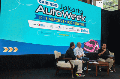 Konferensi pers Gaikindo Jakarta Auto Week (GJAW) 2023 di Plataran, Senayan, Jakarta, Kamis (2/3/20223).