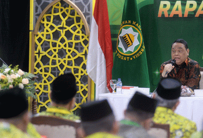 Wakil Ketua Umum DMI Komjen Pol (Purn) Syafruddin memberikan paparannya saat Rapat Pimpinan Nasional (Rapimnas) III, di kantor pusat DMI, Jakarta Timur.
