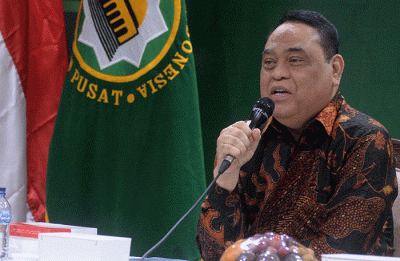 Wakil Ketua Umum DMI Komjen Pol (Purn) Syafruddin memberikan paparannya saat Rapat Pimpinan Nasional (Rapimnas) III, di kantor pusat DMI, Jakarta Timur.