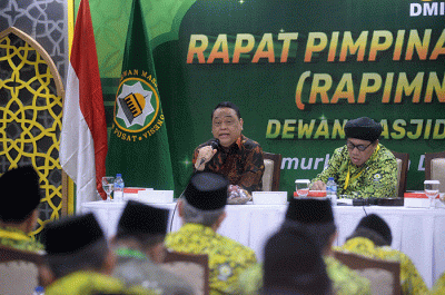 Wakil Ketua Umum DMI Komjen Pol (Purn) Syafruddin memberikan paparannya saat Rapat Pimpinan Nasional (Rapimnas) III, di kantor pusat DMI, Jakarta Timur.