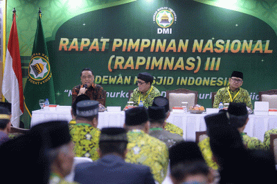 Wakil Ketua Umum DMI Komjen Pol (Purn) Syafruddin memberikan paparannya saat Rapat Pimpinan Nasional (Rapimnas) III, di kantor pusat DMI, Jakarta Timur.