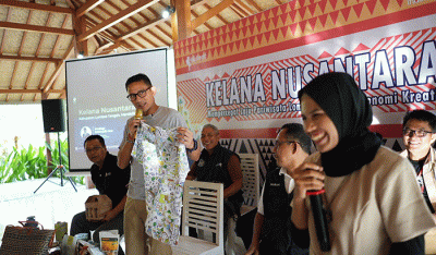 Menparekraf Sandiaga Salahuddin Uno saat menghadiri program Kelana Nusantara di Mandalika, Lombok Tengah, Minggu (5/3/2023).