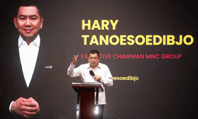 Executive Chairman MNC Group Hary Tanoesoedibjo hadir dan memberikan arahan pada saat Marcomm Summit (MNC Non Media) yang di Jakarta, Selasa (7/3/2023).