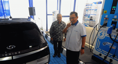 Peresmian Stasiun Pengisian Kendaraan Listrik Umum (SPKLU) Bank BTN di Jakarta, Rabu (15/3/2023).