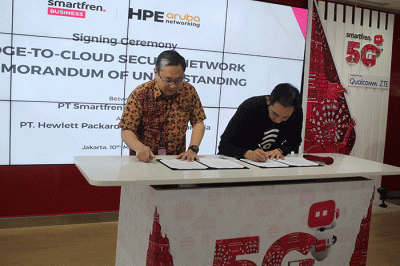 Penandatanganan perjanjian kerja sama untuk menghadirkan solusi SMARTCONNECT yang merupakan layanan pengelola sistem konektivitas serba ada di Jakarta.