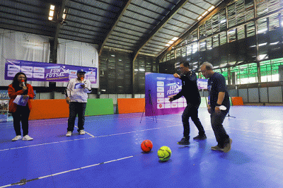Pembukaan Okezone Fun Futsal di Futsal Cilandak Sport, Cilandak Town Square (Citos), Jakarta, Sabtu (18/3/2023).