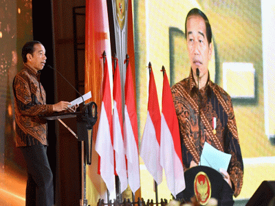 Presiden Joko Widodo memberikan paparannya saat acara Penyerahan Penghargaan Penanganan Covid-19, di Gedung Dhanapala, Kementerian Keuangan, Jakarta.