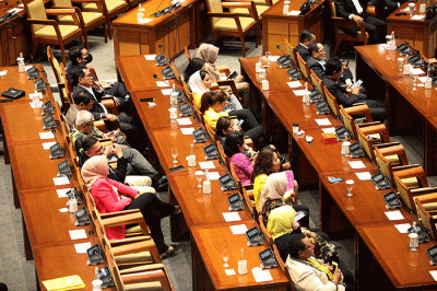 Sidang Paripurna DPR ke-19 Masa Persidangan IV Tahun Sidang 2022-2023 di Kompleks Parlemen, Senayan, Jakarta, Selasa (21/3/2023).