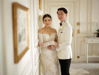 Bintang bulu tangkis Indonesia, Kevin Sanjaya Sukamuljo melangsungkan pernikahan dengan Valencia Tanoesoedibjo di Paris, Prancis, Kamis (23/3/2023).