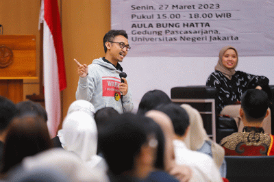Celebrities.id Goes To Campus di Universitas Negeri Jakarta, Senin (27/3/2023).