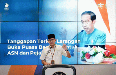 Menparekraf Sandiaga Salahuddin Uno memberikan paparannya saat acara 