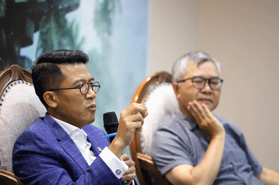 Diskusi Dialektika Demokrasi di Media Center, Nusantara II, Kompleks Parlemen MPR/DPR-DPD, Senayan, Jakarta, Selasa (28/3/2023).