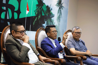 Diskusi Dialektika Demokrasi di Media Center, Nusantara II, Kompleks Parlemen MPR/DPR-DPD, Senayan, Jakarta, Selasa (28/3/2023).