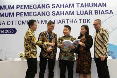 Rapat Umum Pemegang Saham Tahunan (RUPST) dan Rapat Umum Pemegang Saham Luar Biasa (RUPSLB) WOM Finance di Jakarta, Kamis (30/3/2023).