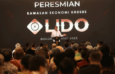 Presiden Joko Widodo (Jokowi) meresmikan Kawasan Ekonomi Khusus (KEK) MNC Lido City, Bogor, Jawa Barat, Jumat, (31/3/2023).