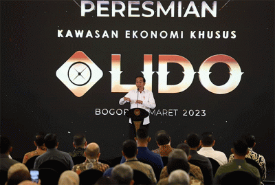 Presiden Joko Widodo (Jokowi) meresmikan Kawasan Ekonomi Khusus (KEK) MNC Lido City, Bogor, Jawa Barat, Jumat, (31/3/2023).