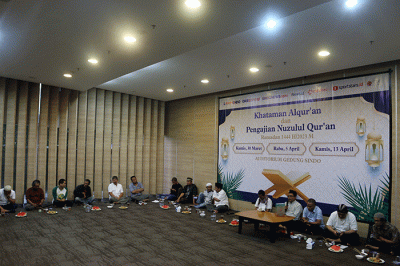 Suasana khataman Al-Quran dan Pengajian Nuzulul Quran Ramadan 1444 H.
