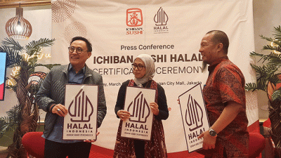 Ichiban Sushi berhasil memperoleh sertifikasi Halal Predikat A dari BPJH dan MUI.