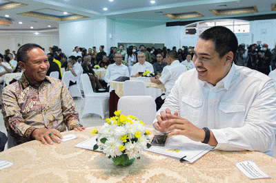Menteri Pemuda dan Olahraga (Menpora) Dito Ariotedjo memberikan sambutan dalam acara serah terima jabatan di Auditorium Wisma Kemenpora, Jakarta.