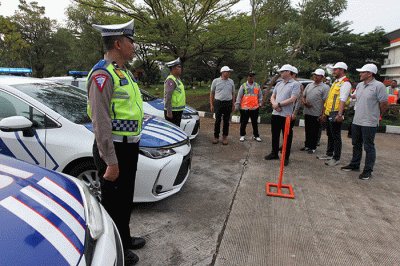 Gelar Pasukan Lebaran 2023 Astra Infra Group di Kantor MO Subang, Astra Tol Cipali, Jawa Barat, Selasa (4/4/2023).